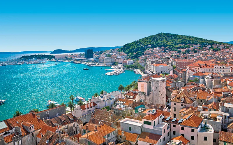 Split Croatia waterfront and Marjan hill view Getty rev