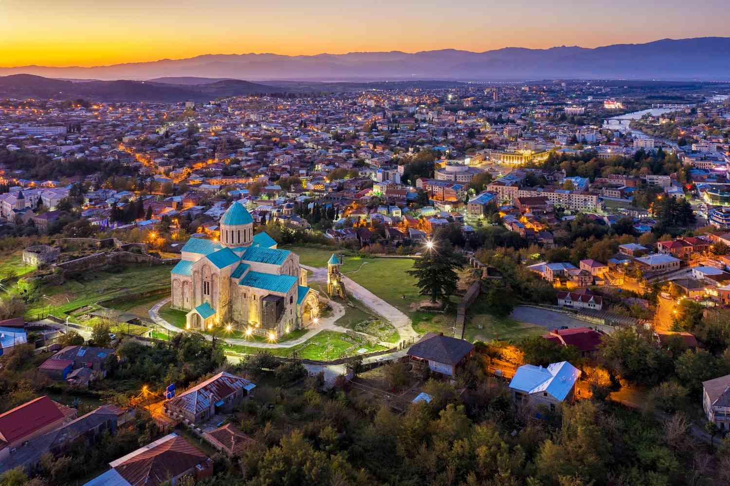 beautiful aerial view of bagrati cathedral in kutaisi city in georgia 1188643337 8638e92398e84326a385d921d66f984d